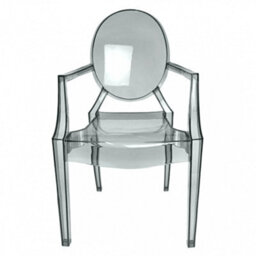 Fusion Living Ghost Style Plastic Louis Armchair Smoke Grey - thumbnail 4