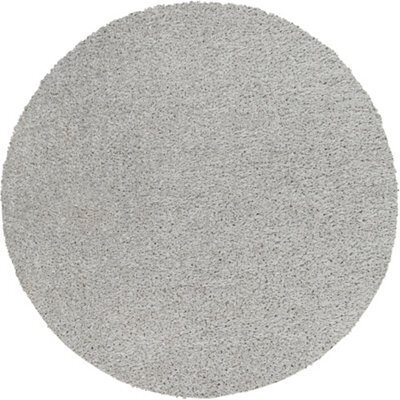 Livabliss Round Moda Shaggy-Solid Color Light Grey Plush Soft Pile Living Bedroom Rug 160 X 160 Cm Easy Care, Non Shedding - image 1