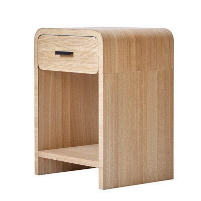 Nordlys 1-Drawer Brown Wood Bedside Table Modern Design Style Bedroom - image 1