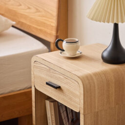 Nordlys 1-Drawer Brown Wood Bedside Table Modern Design Style Bedroom - thumbnail 9
