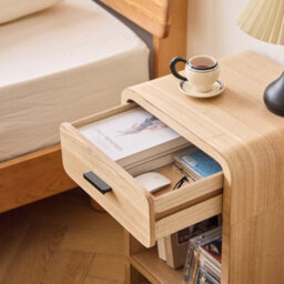 Nordlys 1-Drawer Brown Wood Bedside Table Modern Design Style Bedroom - thumbnail 4