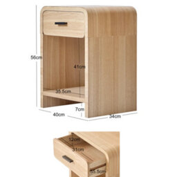 Nordlys 1-Drawer Brown Wood Bedside Table Modern Design Style Bedroom - thumbnail 6