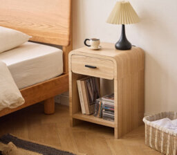 Nordlys 1-Drawer Brown Wood Bedside Table Modern Design Style Bedroom - thumbnail 3