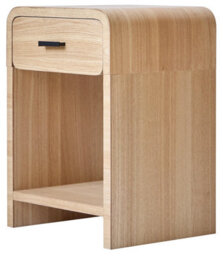 Nordlys 1-Drawer Brown Wood Bedside Table Modern Design Style Bedroom - thumbnail 2