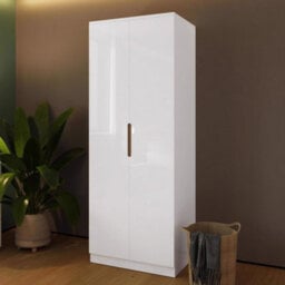FWSTYLE Veloce 2 Door White Gloss Double Wardrobe - thumbnail 1