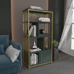 Decorotika Valero Bookcase Shelving Unit Gold & Green - thumbnail 2