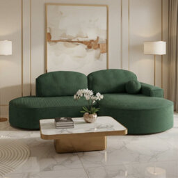Parma Pro Ball Corner Sofa Bed With Storage Container Stripy Fabric Dark Green Right Side - thumbnail 2
