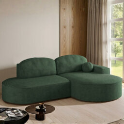 Parma Pro Ball Corner Sofa Bed With Storage Container Stripy Fabric Dark Green Right Side - thumbnail 1
