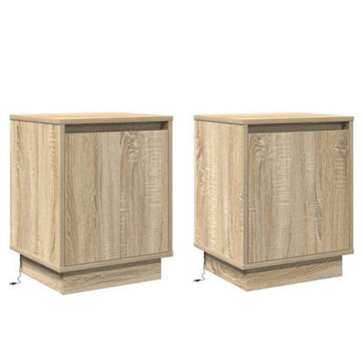 Berkfield Modern Bedside Cabinets With Led Lights 2 Pcs Sonoma Oak 39X34,5X50 Cm - image 1