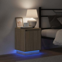 Berkfield Modern Bedside Cabinets With Led Lights 2 Pcs Sonoma Oak 39X34,5X50 Cm - thumbnail 5