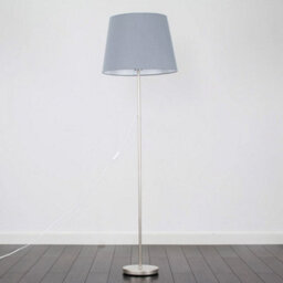 Valuelights Charles Brushed Chrome Floor Lamp With Grey Tapered Shade - thumbnail 5
