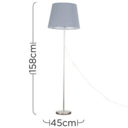 Valuelights Charles Brushed Chrome Floor Lamp With Grey Tapered Shade - thumbnail 7