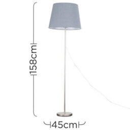 Valuelights Charles Brushed Chrome Floor Lamp With Grey Tapered Shade - thumbnail 6