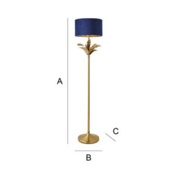 Valuelights Christina Navy Velvet And Gold Inner Shade Gold Palm Leaf Floor Lamp With Bulb - thumbnail 6