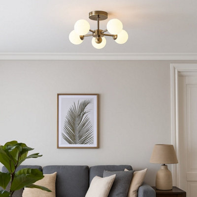 Pagazzi Lighting Pagazzi Lior 5-Light Antique Brass Semi-Flush Ceiling Light - image 1