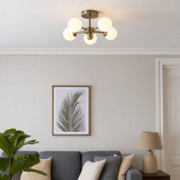 Pagazzi Lighting Pagazzi Lior 5-Light Antique Brass Semi-Flush Ceiling Light - thumbnail 1