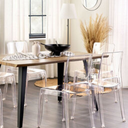 Beliani Transparent Dining Chairs Set Of 2 Armless Stackable Clear Polycarbonate Lightweight - thumbnail 2