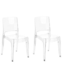 Beliani Transparent Dining Chairs Set Of 2 Armless Stackable Clear Polycarbonate Lightweight - thumbnail 3