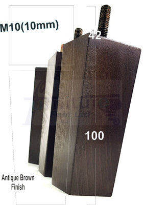 L&F Set Of 4 Replacement Furniture Bun Feet Antique Brown Turned Wood Legs 100mm High Settee Chairs Sofas Footstools M10 - image 1