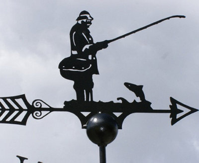 Poppy Forge Fisherman Weathervane - Solid Steel - W61 X H88 Cm - Powder Coated Black - image 1