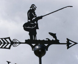 Poppy Forge Fisherman Weathervane - Solid Steel - W61 X H88 Cm - Powder Coated Black