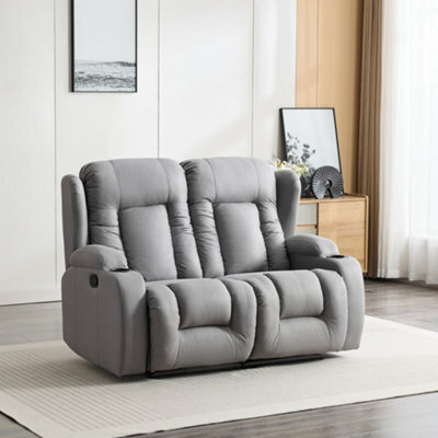 More4Homes Caesar 2 Seater Grey Technology Fabric Modern Manual Recliner Sofa - image 1