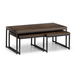 Oakham Lomond Nesting Coffee Tables In Dark Oak And Metal - thumbnail 1