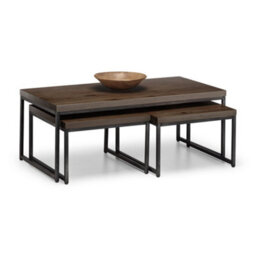 Oakham Lomond Nesting Coffee Tables In Dark Oak And Metal - thumbnail 2
