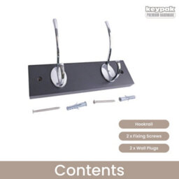 Keypak Black Wall Mounted Coat Rack With 2 Chrome Hooks, 22.5Cm, For Coats, Hats, Bags - thumbnail 4