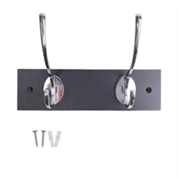 Keypak Black Wall Mounted Coat Rack With 2 Chrome Hooks, 22.5Cm, For Coats, Hats, Bags