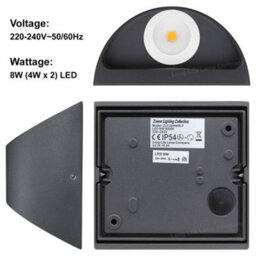 Long Life Lamps Company Modern Led Outdoor Wall Light Black Warm White Zlc324Ww - thumbnail 5