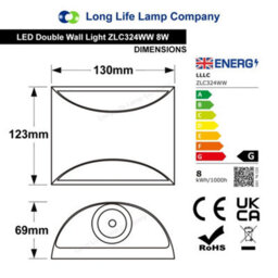 Long Life Lamps Company Modern Led Outdoor Wall Light Black Warm White Zlc324Ww - thumbnail 2