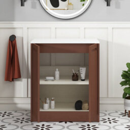 Royal Bathrooms Royal Bathroom Elmore 700mm Terracotta Clay Freestanding Bathroom Vanity Unit 2 Door Plain White Worktop With Peak Basin - thumbnail 6