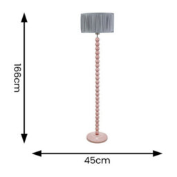 Valuelights Bobbins Painted Rose Floor Lamp With Ruched Pleated Powder Blue Drum Shade And Led Bulb - thumbnail 4