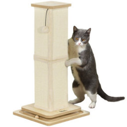 Pawhut 3-In-1 Cat Scratcher Post With Sisal Track Ball Toy, 67Cm, Light Oak - thumbnail 2