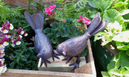 Inspirational Gifting Pair Of Song Birds Garden Ornament Sculpture Figurine - thumbnail 2