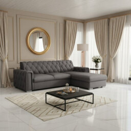 Roma Corner Sofa Bed With Storage Polyurethane Foam Wave Springs Metal Legs Wooden Frame 267X85X185Cm Graphite Right