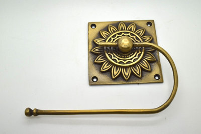 The Foundryman Flower Design Brass Toilet Roll Holder With Square Backplate