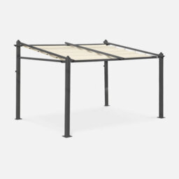 Sweeek - 3X4M Outdoor Retractable Aluminium Pergola With Canopy Murum Off-White 355X290X251 Cm - thumbnail 1