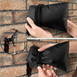 2 Piece Outdoor Tap Cover - Black Windproof Waterproof Coldproof Garden - thumbnail 2