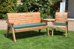 Charles Taylor Trading Four Seater Companion Set Angled With Cushions - W280 X D90 X H98 - Fully Assembled - Green - thumbnail 1