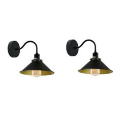 Black Metal Retro Wall Sconce Light Indoor Fitting For Bedroom & Dining Room 2 Pack - thumbnail 1
