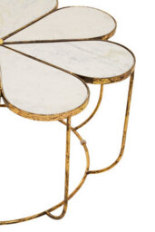 Orsina Modern Petal Coffee Table With Marble Top, Gold Finish Decorative Table, Botanical Design Lounge Table - thumbnail 5