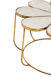Orsina Modern Petal Coffee Table With Marble Top, Gold Finish Decorative Table, Botanical Design Lounge Table - thumbnail 4