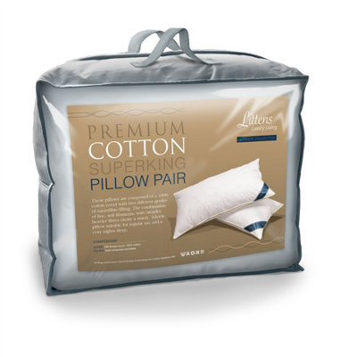 Littens Super King Premium Cotton Dual Blend Microfibre Filled Pair Pillows, 50Cm X 90Cm - image 1