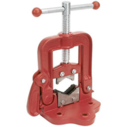 Heavy-Duty Bench Mounting Pipe Vice With Hinged Design For Pipes 10mm To 85mm - thumbnail 1