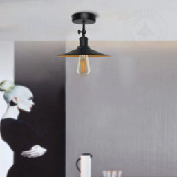 Vintage Industrial Ceiling Lights E27 Black Inner Gold  Metal Shade Modern Adjustable Semi Flush Mount Lighting Fixtures - thumbnail 5