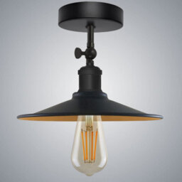 Vintage Industrial Ceiling Lights E27 Black Inner Gold  Metal Shade Modern Adjustable Semi Flush Mount Lighting Fixtures - thumbnail 6