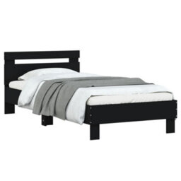 Berkfield Bed Frame Without Mattress With Headboard Black 90X200 Cm - thumbnail 4