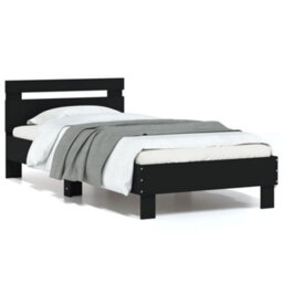 Berkfield Bed Frame Without Mattress With Headboard Black 90X200 Cm - thumbnail 2